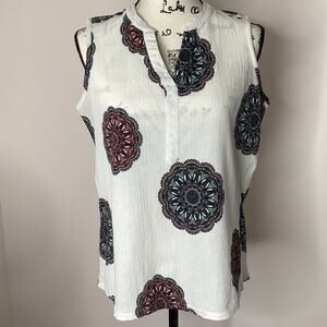 Aventura Sleeveless Pullover Tunic Top Organic Cotton Gauze Medallion Mandala